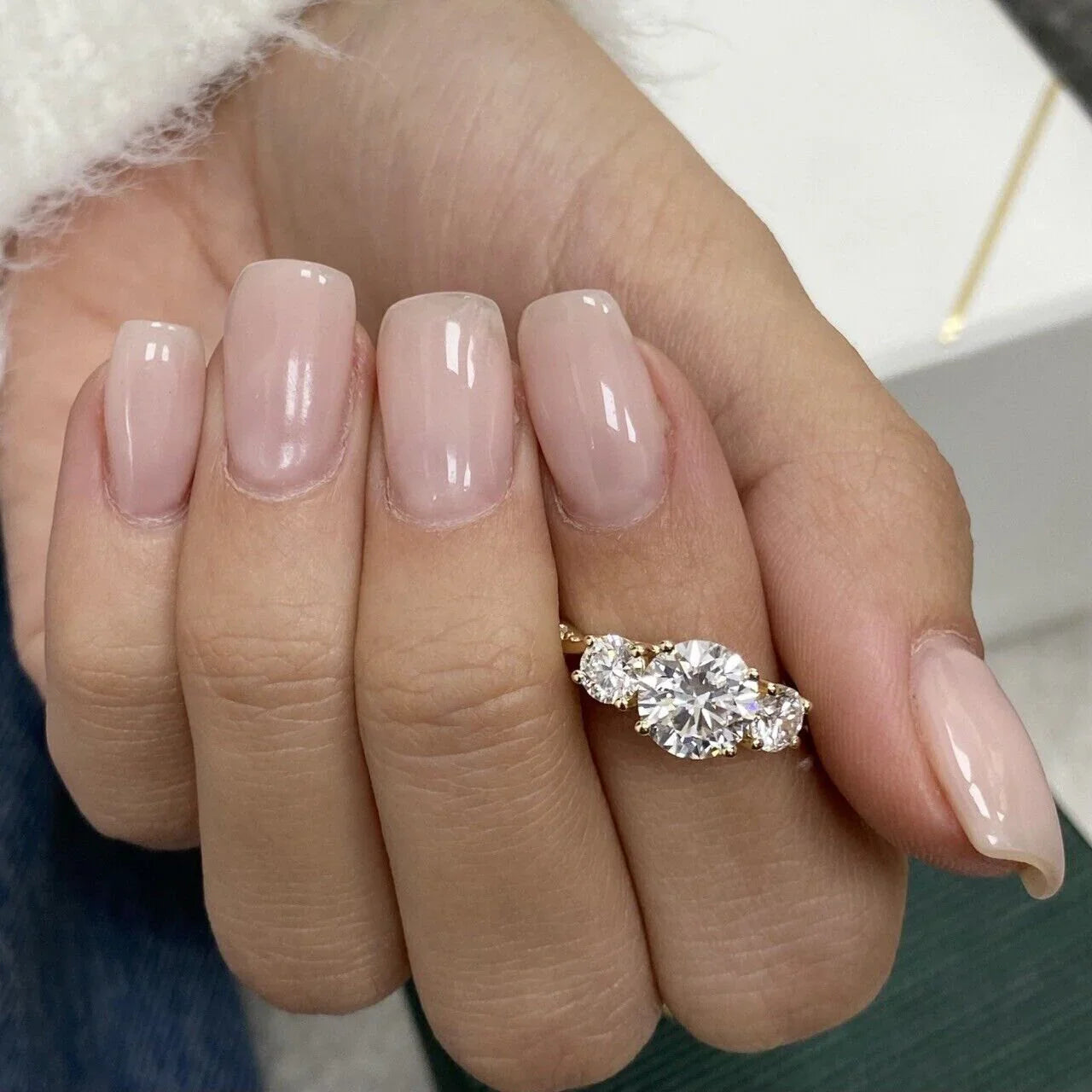 2.00 CT round lab grown diamond engagement ring three stone IGI certified wedding bridal ring luxury engagement jewelry fine diamond ring for her