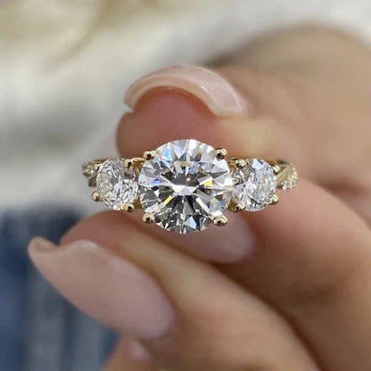 2.50 TCW Round Lab Grown Diamond Engagement Ring | Three Stone Ring | IGI Certified 