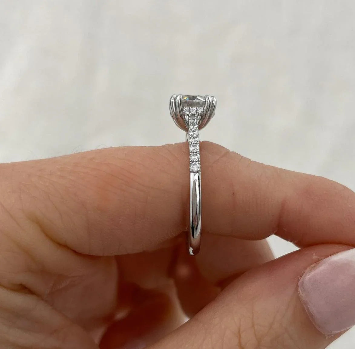 Elegant 2.50 TCW round lab grown diamond pavé engagement ring IGI certified bridal wedding jewelry luxury engagement ring pavé diamond band ring