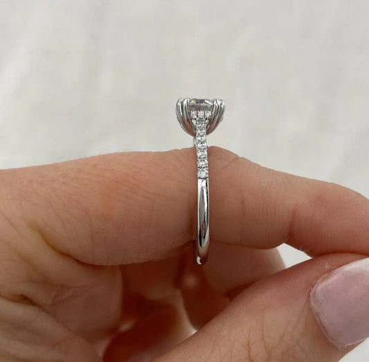 Elegant 2.50 TCW round lab grown diamond pavé engagement ring IGI certified bridal wedding jewelry luxury engagement ring pavé diamond band ring