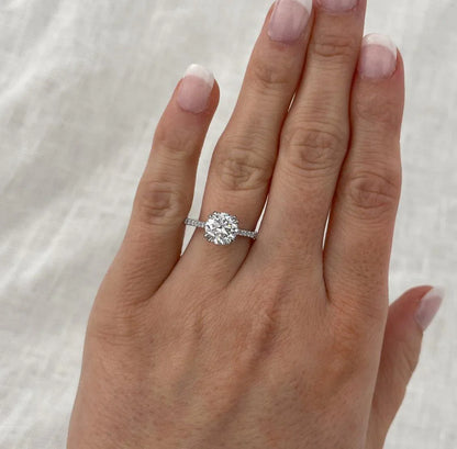 2.50 TCW round lab grown diamond pavé engagement ring IGI certified wedding bridal ring luxury engagement jewelry fine diamond ring elegant design