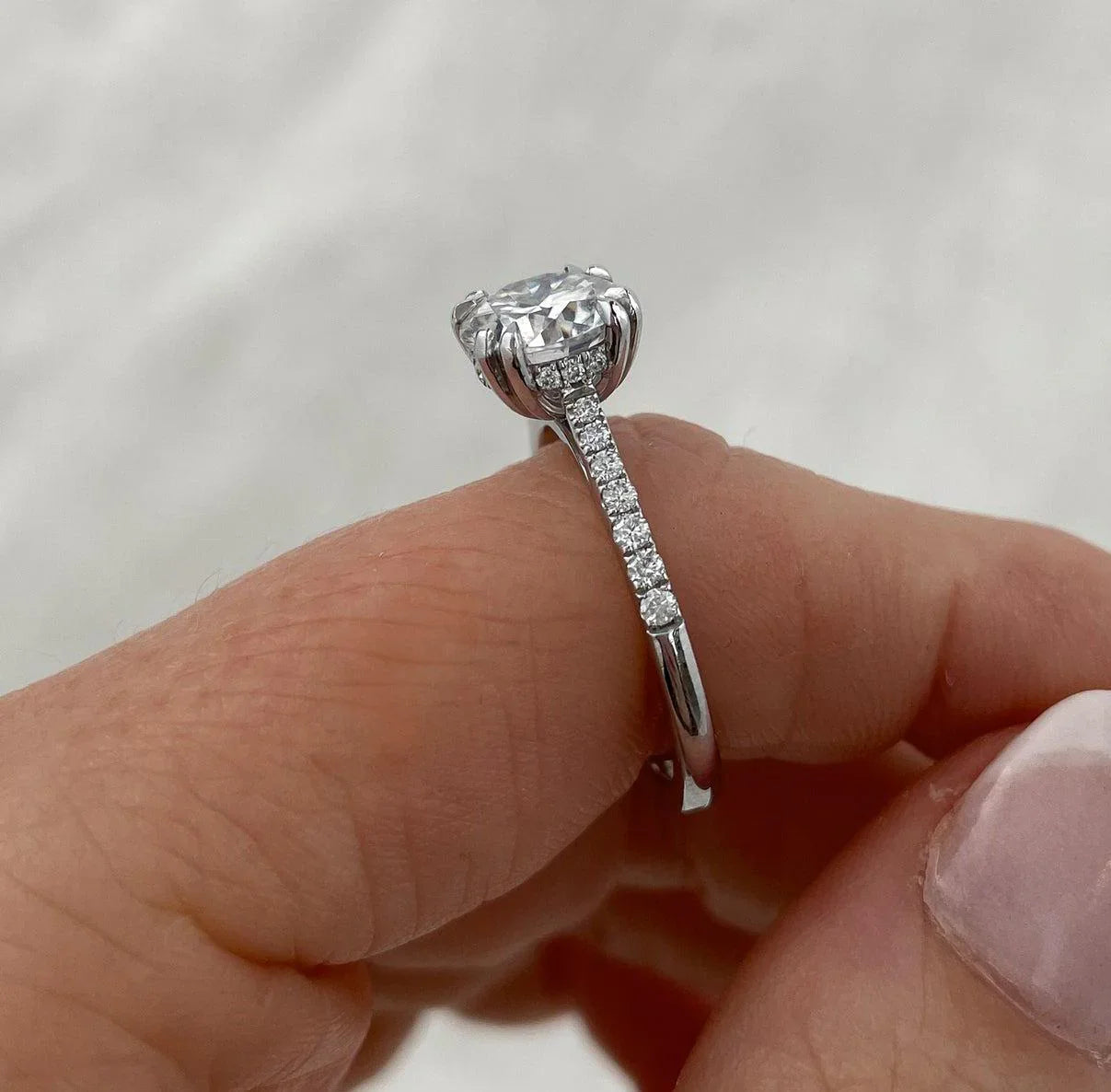 2.50 TCW Round Lab Grown Diamond Pavé Engagement Ring | IGI Certified 
