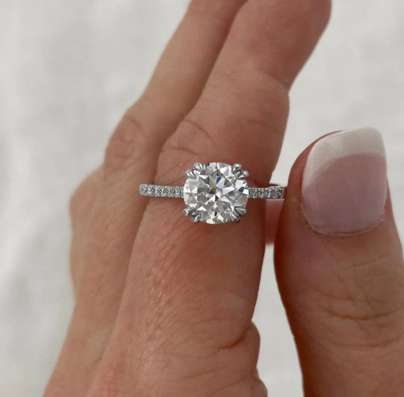 2.50 TCW Round Lab Grown Diamond Pavé Engagement Ring | IGI Certified 