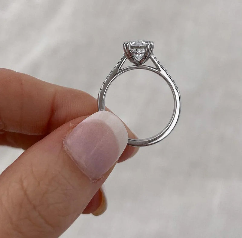 2.50 CT Round Lab Grown Diamond Pavé Engagement Ring | IGI Certified