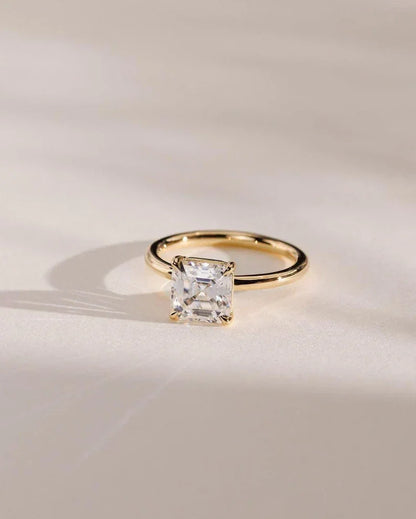 2.50ct Asscher cut lab grown diamond engagement ring solitaire IGI certified wedding bridal ring luxury fine jewelry elegant engagement ring gift