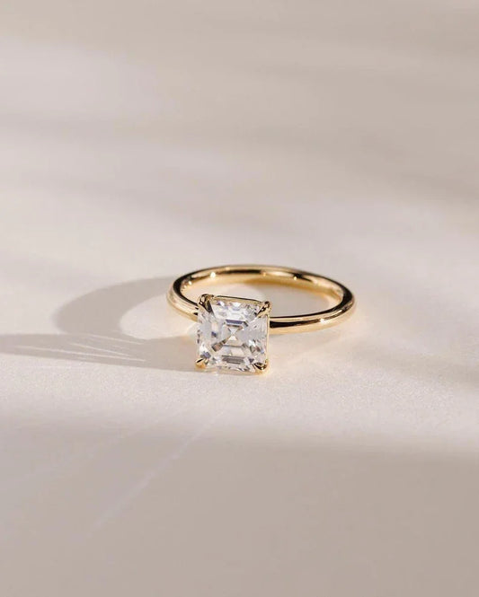 2.50ct Asscher cut lab grown diamond engagement ring solitaire IGI certified wedding bridal ring luxury fine jewelry elegant engagement ring gift
