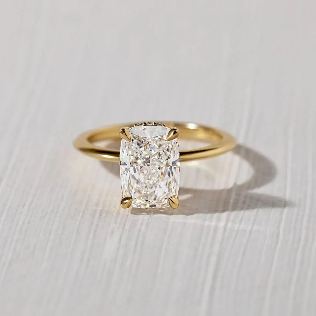 2.50ct cushion lab grown diamond engagement ring hidden halo setting IGI certified bridal wedding ring luxury engagement jewelry elegant ring for her