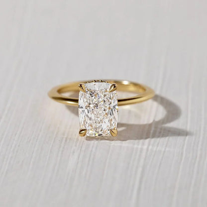 2.50ct cushion lab grown diamond engagement ring hidden halo setting IGI certified bridal wedding ring luxury engagement jewelry elegant ring for her