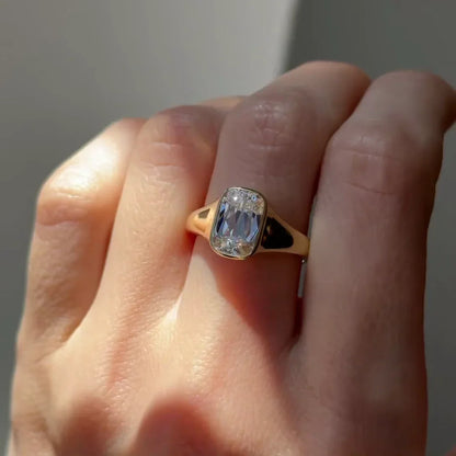 2.50ct Cushion Old Mine Lab Grown Diamond Engagement Ring | Bezel Setting | IGI Certified 