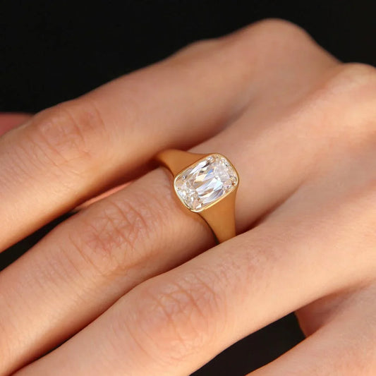2.50ct cushion old mine lab grown diamond engagement ring bezel setting IGI certified bridal wedding ring luxury engagement jewelry vintage style ring