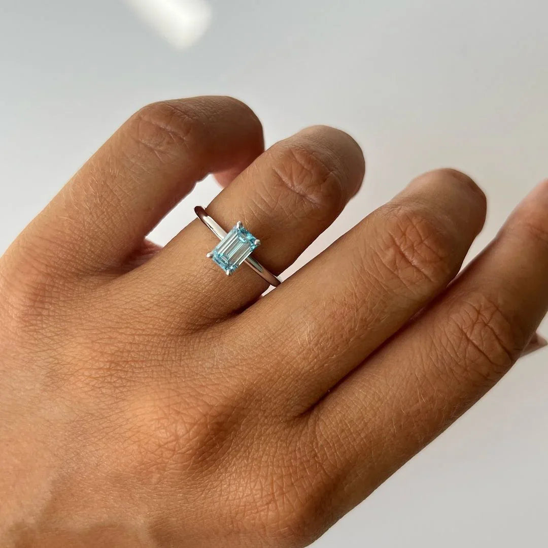 2.50ct Emerald Blue Stone Lab Grown Diamond Ring Luxurious Engagement Ring and Wedding ring, Anniversary Gift 