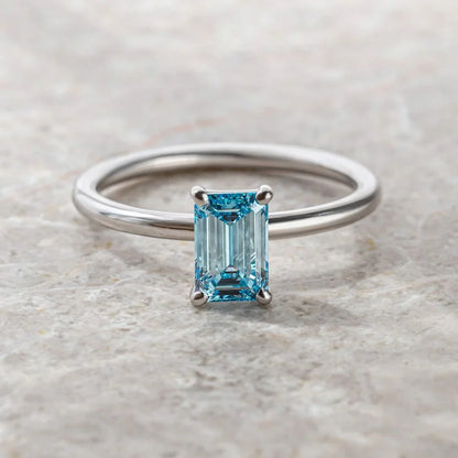 2.50ct emerald blue stone lab grown diamond ring luxury engagement ring wedding ring IGI style anniversary gift bridal jewelry elegant ring for her