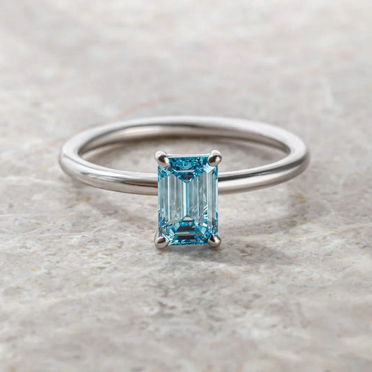 2.50ct emerald blue stone lab grown diamond ring luxury engagement ring wedding ring IGI style anniversary gift bridal jewelry elegant ring for her