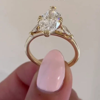 Elegant 2.50ct marquise lab grown diamond engagement ring hidden halo IGI certified bridal wedding jewelry luxury engagement ring modern style ring