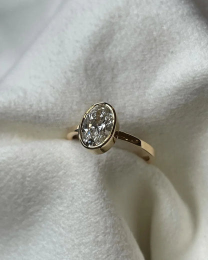 2.50ct oval bezel set lab grown diamond engagement ring classic design anniversary gift promise ring luxury bridal jewelry IGI style ring for her