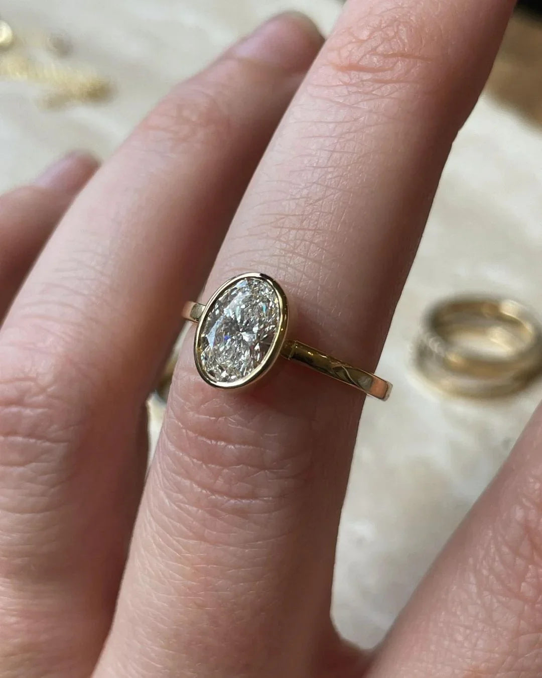 Elegant 2.50ct oval cut full bezel lab grown diamond ring classic engagement promise ring anniversary gift bridal jewelry modern fine ring for her