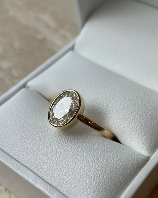 2.50ct oval cut full bezel lab grown diamond ring classic engagement ring anniversary gift promise ring IGI style bridal jewelry elegant ring for her