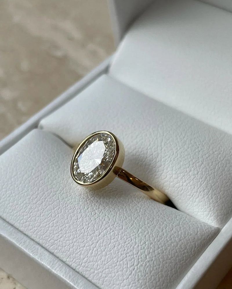 2.50ct Oval Cut Full Bezel Lab Grown Diamond Ring Classic Engagement ring, Anniversary Gift and promise ring for her