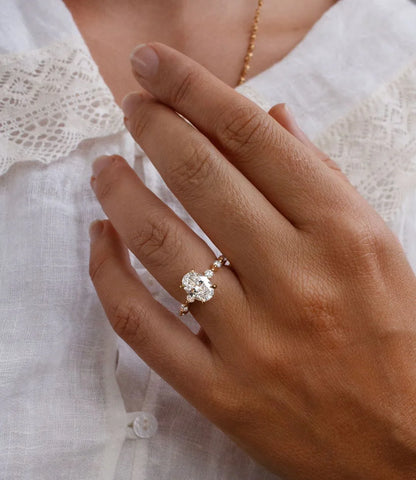 2.50ct oval lab grown diamond Veronica setting petite claws ring engagement wedding ring anniversary gift IGI inspired bridal jewelry elegant design
