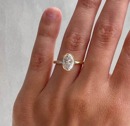 2.50ct oval cut lab grown diamond engagement ring full bezel IGI certified wedding bridal ring luxury fine jewelry engagement ring modern style for her