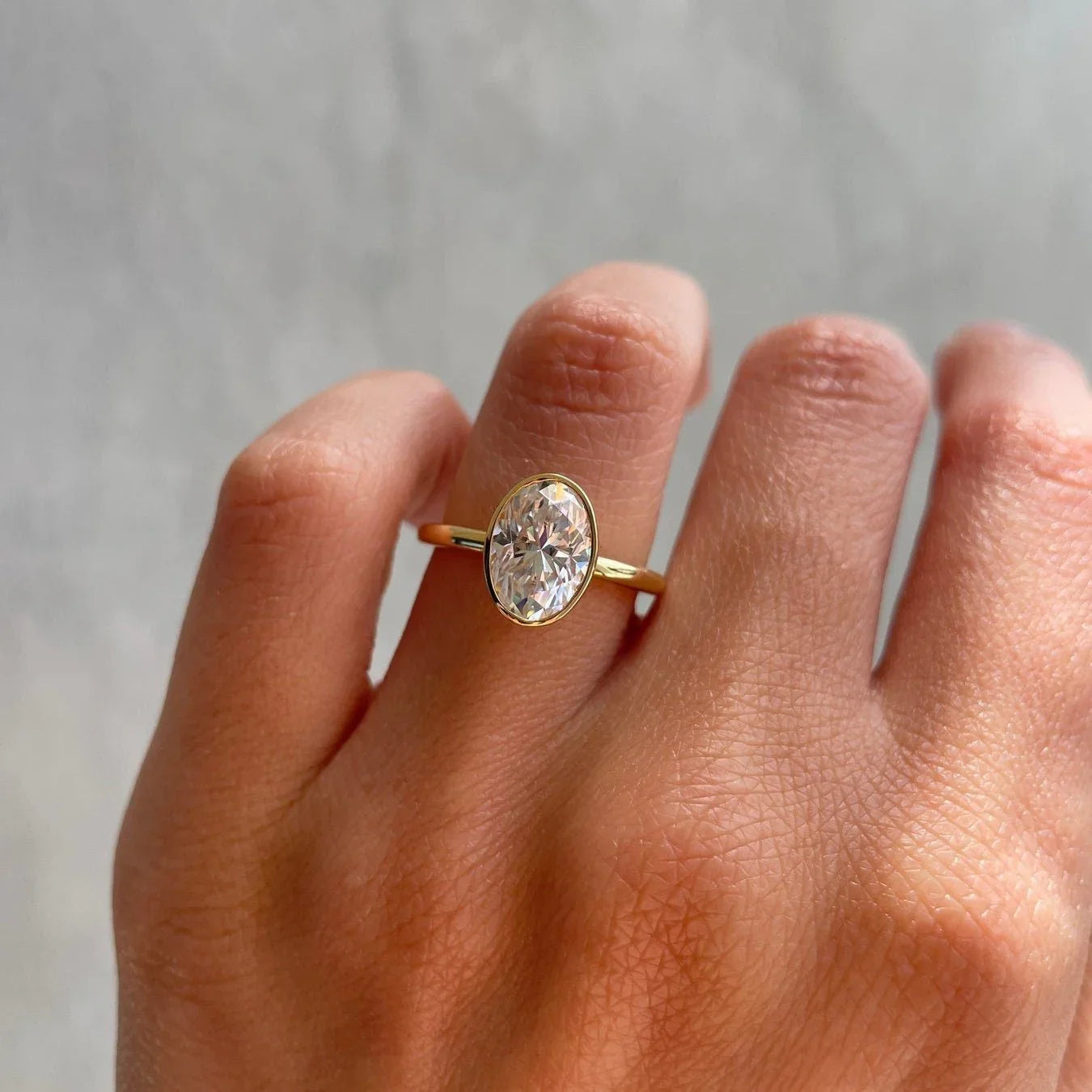 2.50ct Oval Lab Grown Diamond Engagement Ring | Bezel Setting | IGI Certified 
