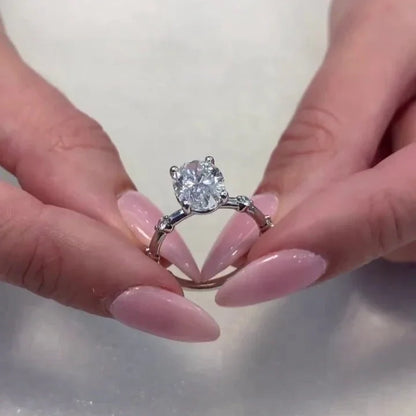 2.50ct oval cut lab grown diamond engagement ring pavé band IGI certified wedding bridal ring luxury fine jewelry engagement ring modern style for her
