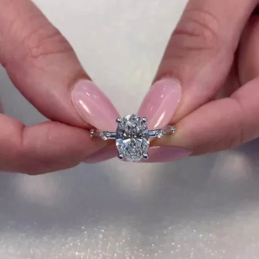 2.50ct Oval Lab Grown Diamond Engagement Ring | Pave Setting | IGI Certified 