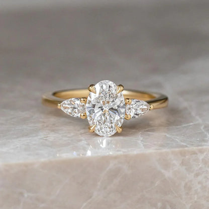2.50ct oval trio lab grown diamond ring luxury engagement wedding ring anniversary promise ring for her IGI style bridal jewelry elegant design