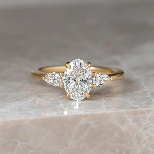 2.50ct oval trio lab grown diamond ring luxury engagement wedding ring anniversary promise ring for her IGI style bridal jewelry elegant design