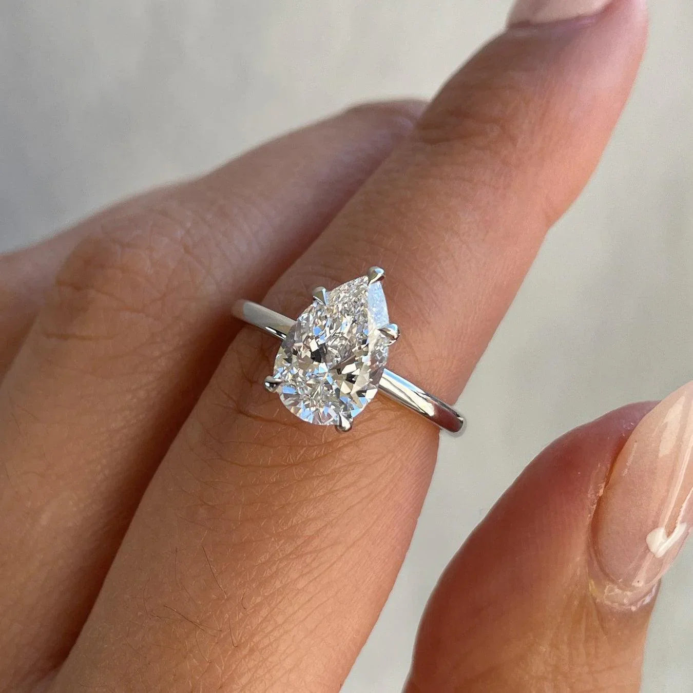 2.50ct Pear Lab Grown Diamond Engagement Ring | Classic Solitaire Setting | IGI Certified 