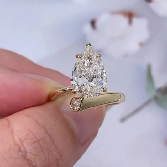 2.50ct Pear Lab Grown Diamond Engagement Ring IGI Certified, Pear Cut Diamond Ring, Classic Solitaire Bridal Ring, Wedding Jewelry Gift for Her