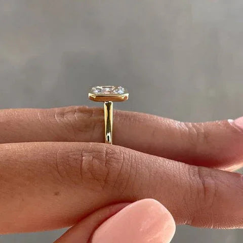 2.50ct Radiant Cut Lab Grown Diamond Engagement Ring IGI Certified Bezel Setting Ring, Bridal Wedding Jewelry, Modern Engagement Ring Design