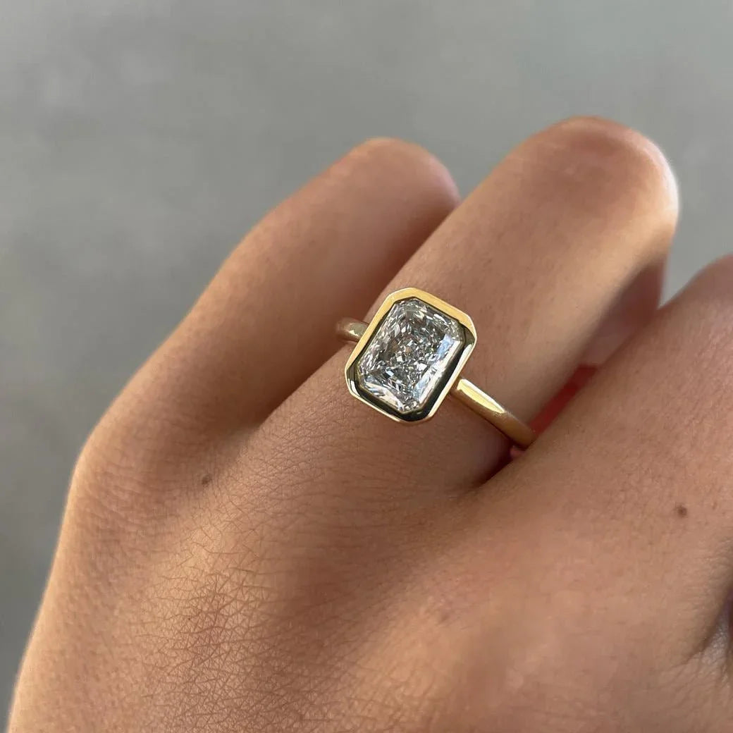 2.50ct Radiant Lab Grown Diamond Engagement Ring | Modern Bezel Setting | IGI Certified 