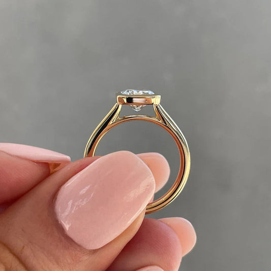 2.50ct Radiant Lab Grown Diamond Engagement Ring IGI Certified Modern Bezel Setting, Radiant Cut Bridal Wedding Ring, Fine Jewelry Gift for Her
