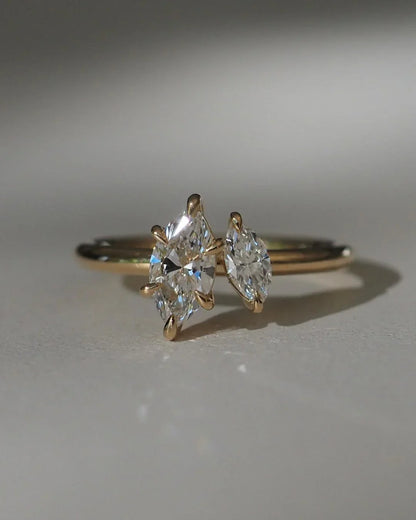 2.50tcw Duet Marquise Toi Et Moi Lab Grown Diamond Ring Engagement Wedding Ring IGI Certified Luxury Bridal Jewelry Anniversary Gift for Women