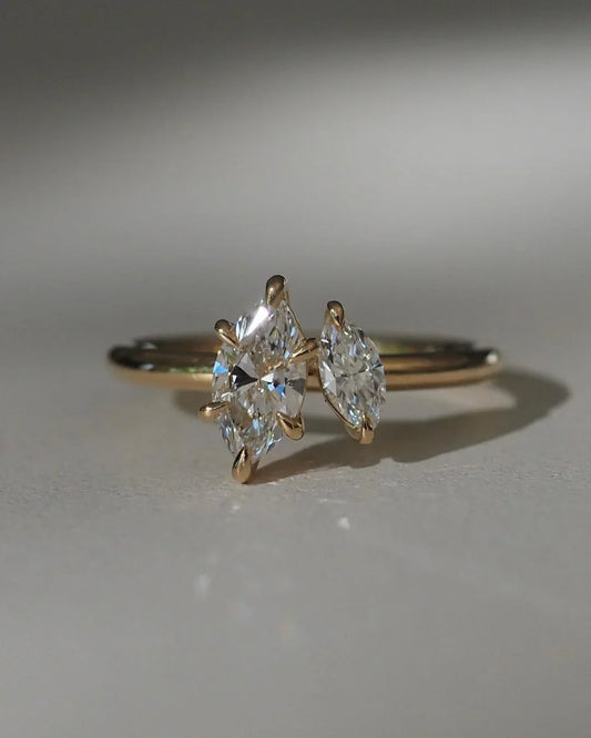 2.50tcw Duet Marquise Toi Et Moi Lab Grown Diamond Ring Engagement Wedding Ring IGI Certified Luxury Bridal Jewelry Anniversary Gift for Women