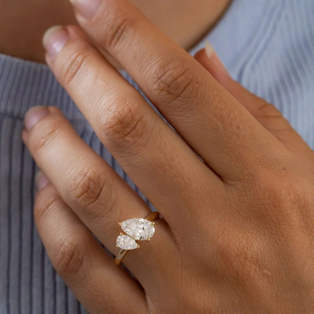 2.50TCW Pear Cut Lab Grown Diamond Toi Et Moi Ring Duet Style Engagement Wedding Ring IGI Certified Luxury Bridal Jewelry Gift for Her