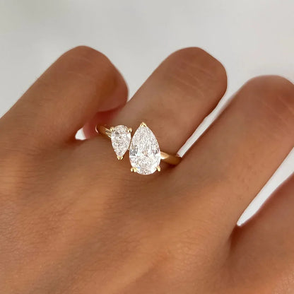 2.50TCW Duet Pear Cut Lab Grown Diamond Ring Toi et Moi Engagement Ring IGI Certified Wedding Ring Luxury Bridal Jewelry Gift for Women