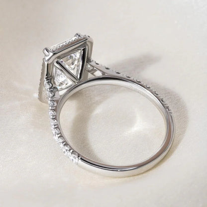2.50TCW Emerald Lab Grown Diamond Engagement Ring | Halo Pavé Cathedral Setting | IGI Certified 