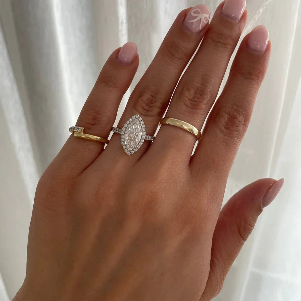 2.50TCW Marquise Lab Grown Diamond Engagement Ring | Halo Setting | IGI Certified 