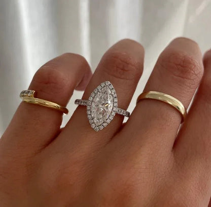 2.50TCW Marquise Lab Grown Diamond Engagement Ring | Halo Setting | IGI Certified 