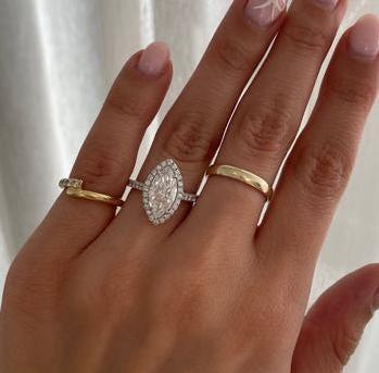 2.00 CT Marquise Lab Grown Diamond Engagement Ring IGI Certified Halo Setting, Marquise Cut Bridal Wedding Ring Luxury Fine Jewelry Gift for Her