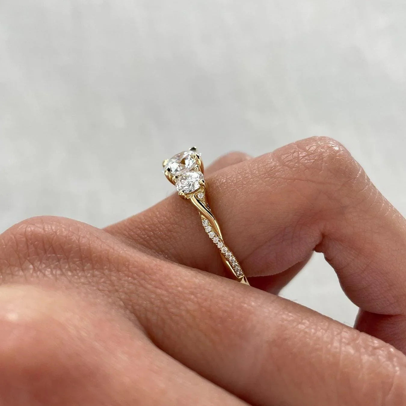 2.50TCW Round Lab Grown Diamond Engagement Ring IGI Certified Twisted Band Three Stone Setting, Bridal Wedding Ring Fine Jewelry Gift for Her