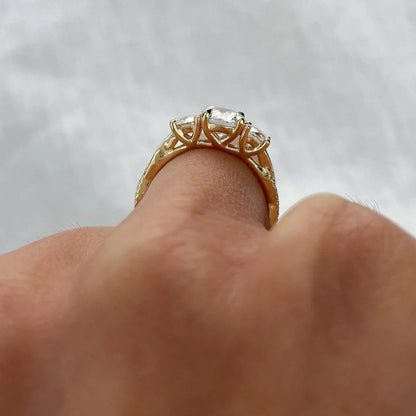 2.50TCW Round Lab Grown Diamond Engagement Ring | Three Stone Twisted Band Setting | IGI Certified 