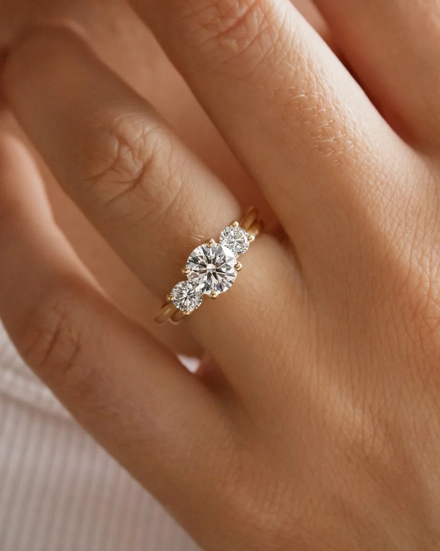 2.5ct Round Lab-Grown Diamond Engagement Ring | Three Stone Setting | IGI Certified 