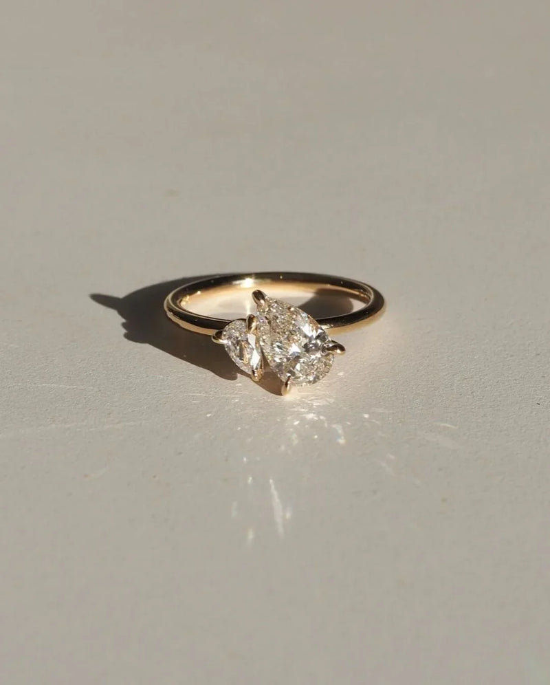 4.50tcw Duet Pear Toi Et Moi lab Grown Diamond Ring Classic Minimalist Engagement Ring and wedding gift or promise Gift her/women