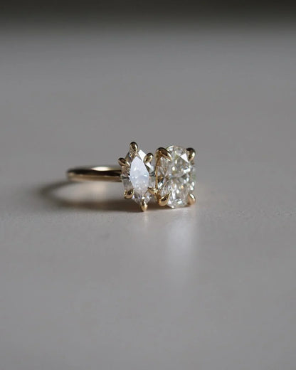 2.5tcw Marquise Oval Toi Et Moi Lab Grown Diamond Ring IGI Certified Duet Engagement Wedding Ring Bridal Jewelry Luxury Gift for Her Women