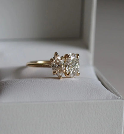 2.5tcw Marquise & Oval Toi Et Moi Lab Grown Diamond Ring IGI Certified Engagement Wedding Ring Luxury Bridal Jewelry Anniversary Gift for Women