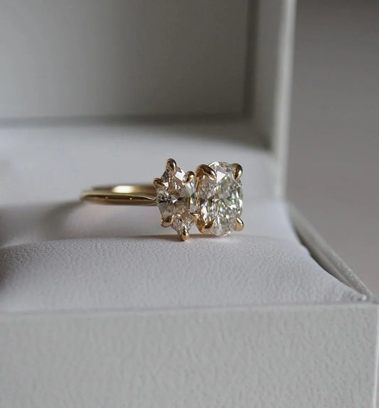 2.5tcw Marquise & Oval Toi Et Moi Lab Grown Diamond Ring IGI Certified Engagement Wedding Ring Luxury Bridal Jewelry Anniversary Gift for Women