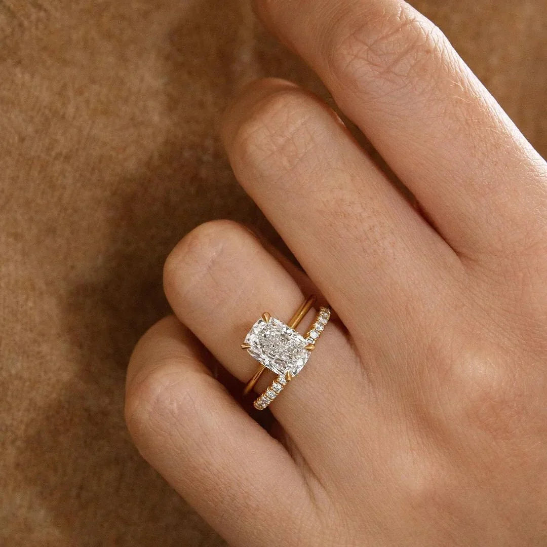 2.60 CT Cushion Lab Grown Diamond Engagement Ring | Hidden Halo Ring | IGI Certified 